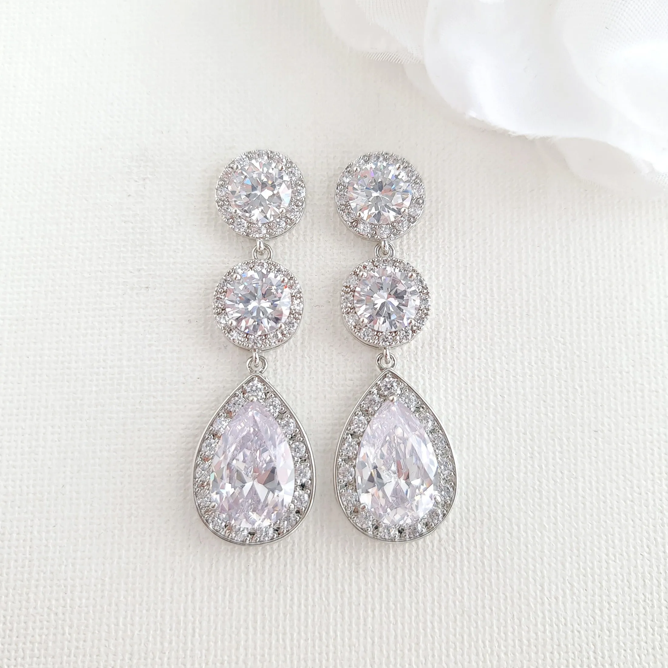 Silver and Cubic Zirconia Bride Jewelry Set- Evita