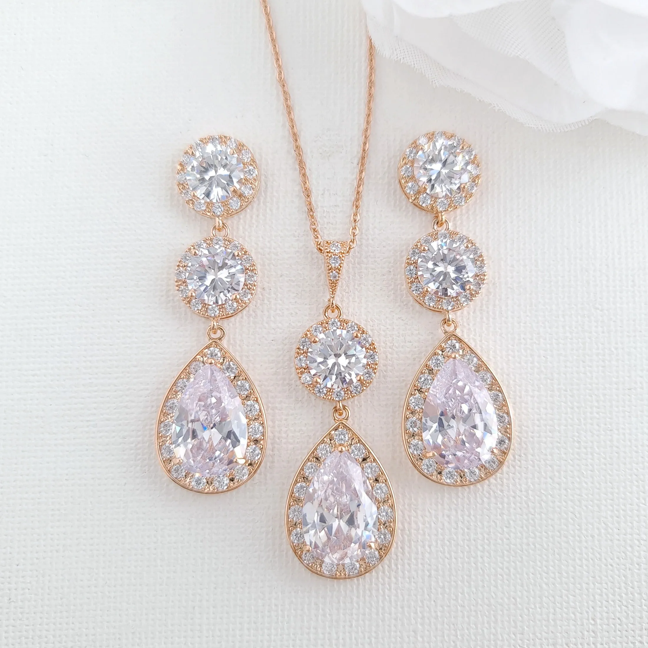 Silver and Cubic Zirconia Bride Jewelry Set- Evita