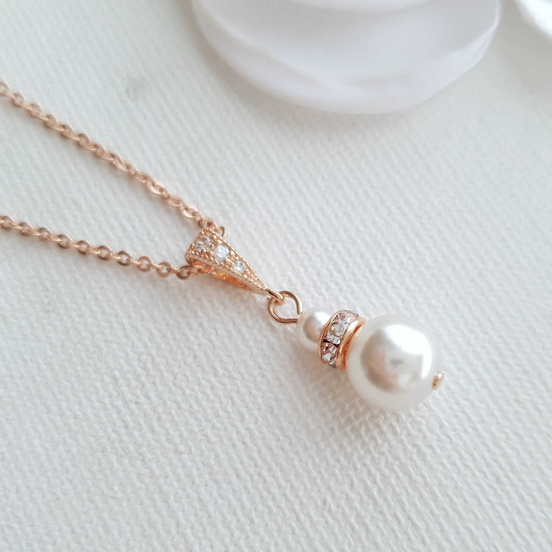 Silver Bridesmaid Pearl Necklace- Ava