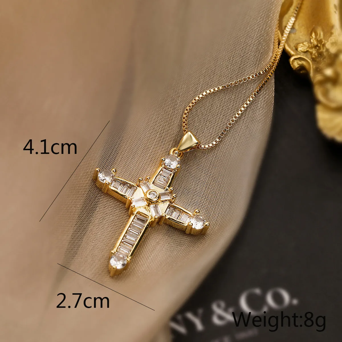 Sisslia Personality Jewelry Gold Plated Stainless Steel Chain Choker Cross Pendant Necklace Jewelry For Women