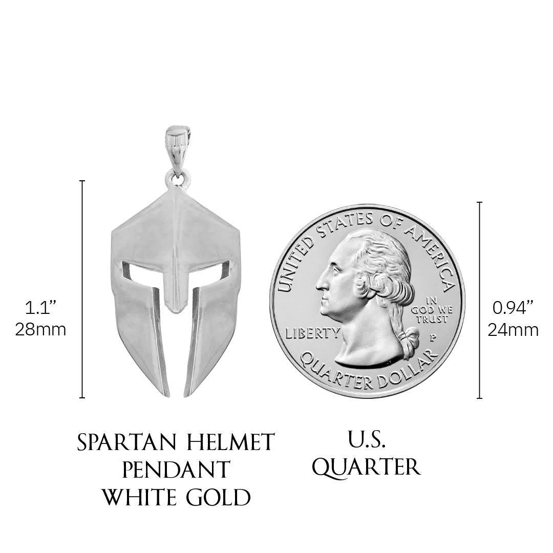 Spartan Helmet Pendant - White Gold