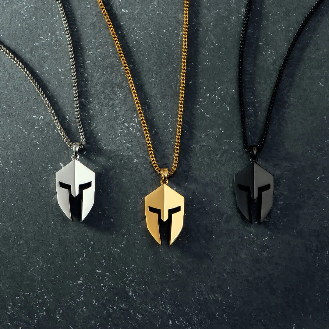 Spartan Helmet Pendant - White Gold