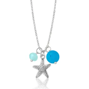 Starfish Ocean Charm Necklace with Ocean Foam Crystals