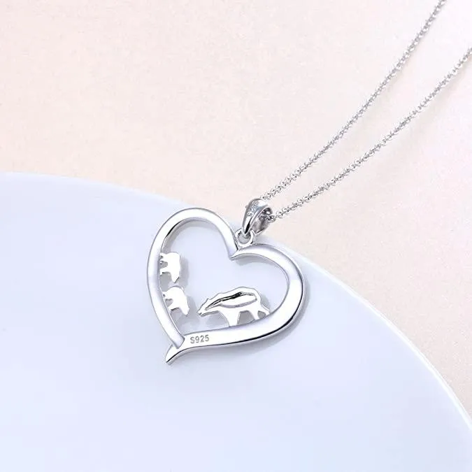 Sterling Silver For Mom Necklace Mama Bear Pendant Necklace for Mum Animal Family Mothers Day Gift