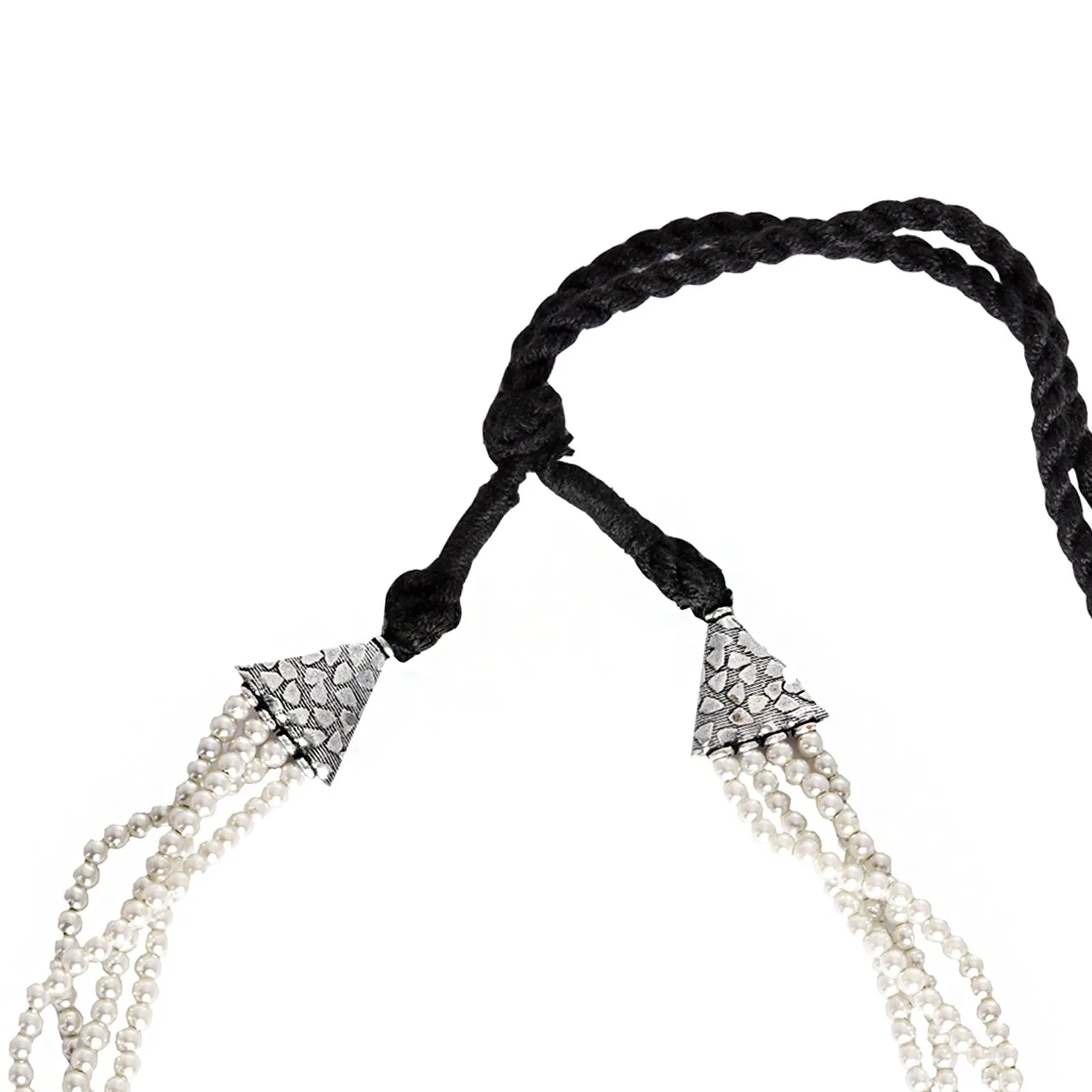 Teejh Darshika Silver Oxidised Pearl Choker Necklace Set