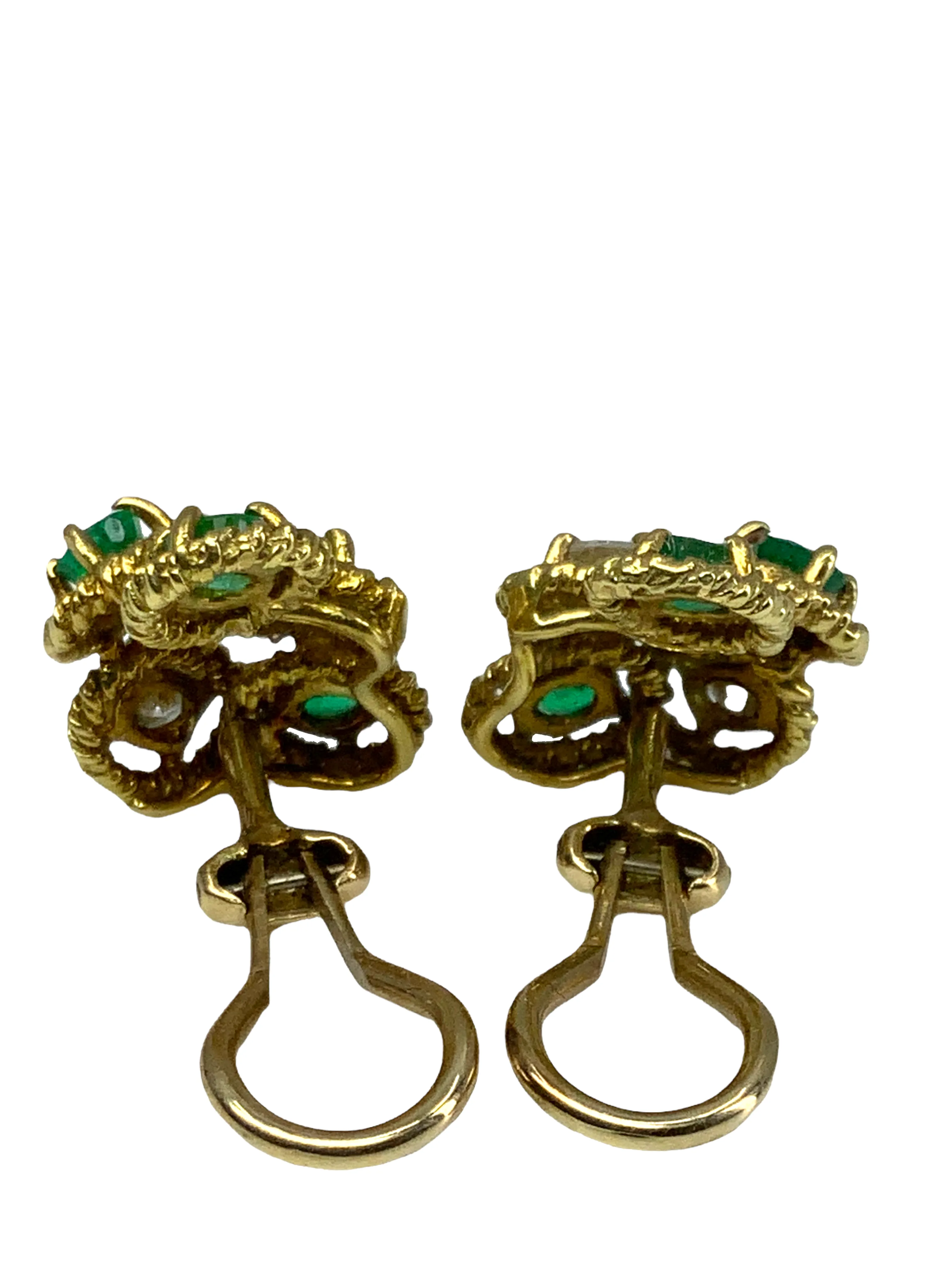 Temple St. Clair Emerald Diamond Gold Clip-On Earrings