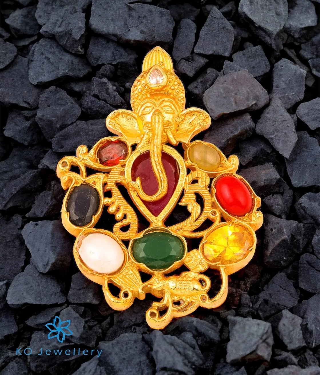 Kapila Silver Navaratna Ganesh Pendant