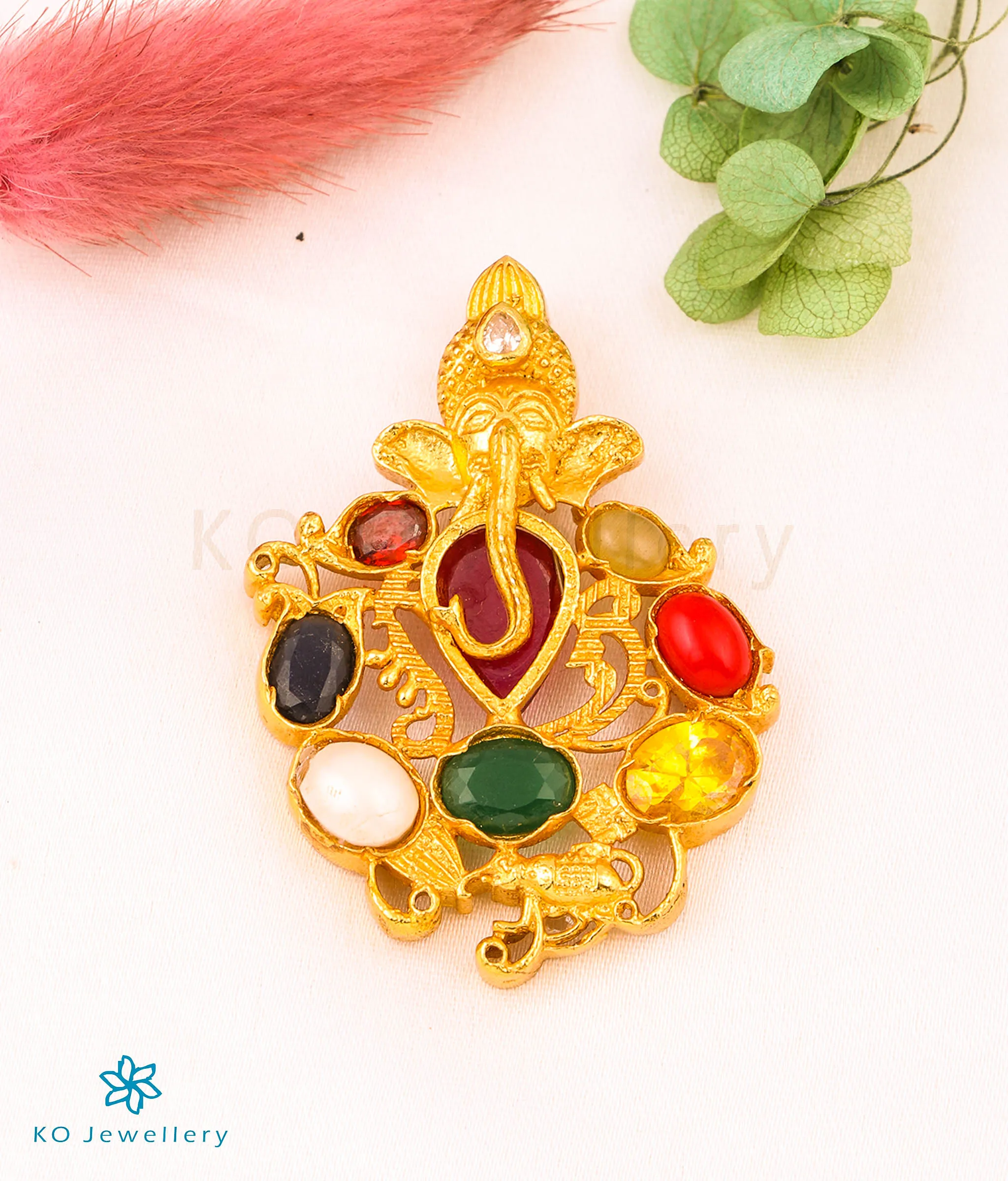 Kapila Silver Navaratna Ganesh Pendant