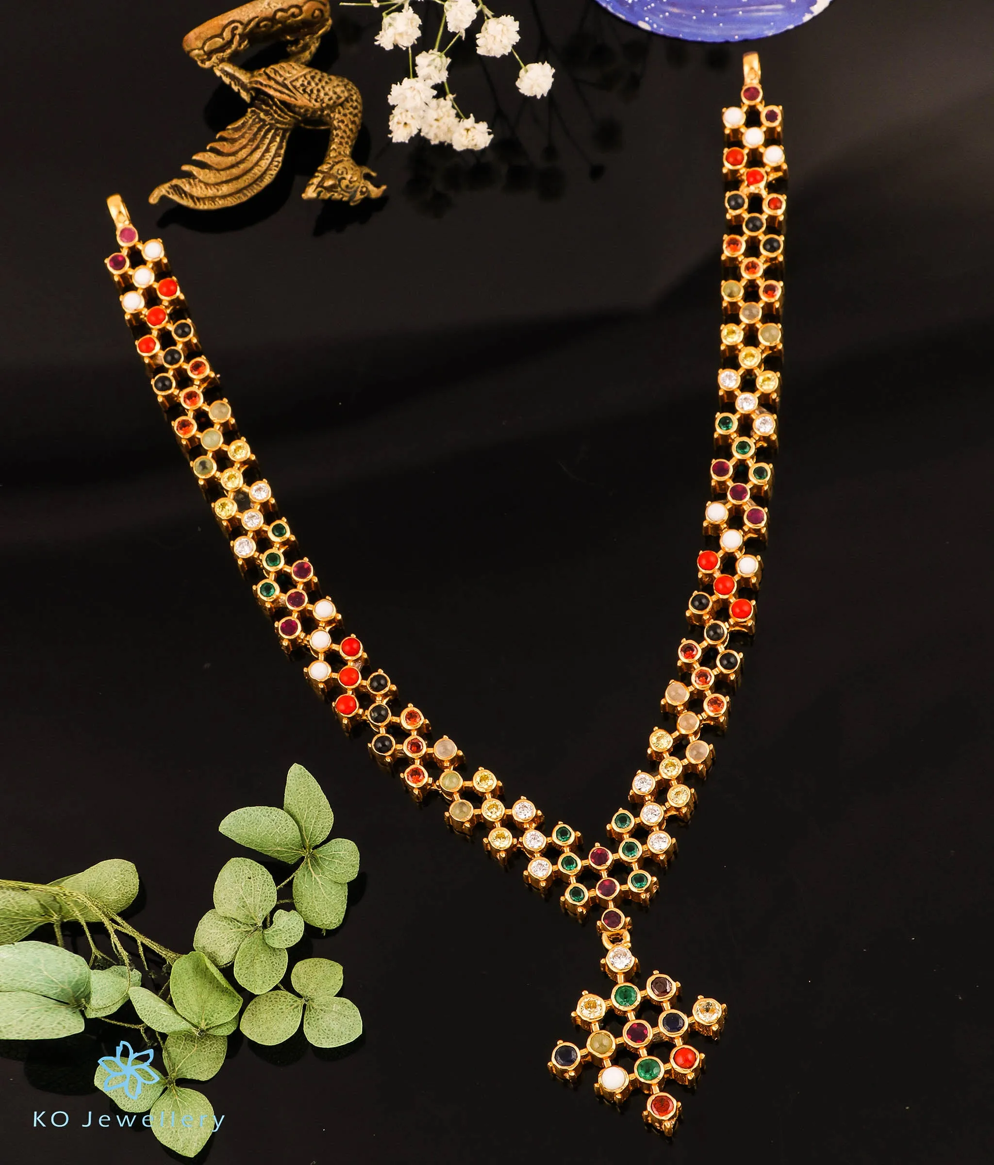 The Ruchika Silver Navratna Necklace