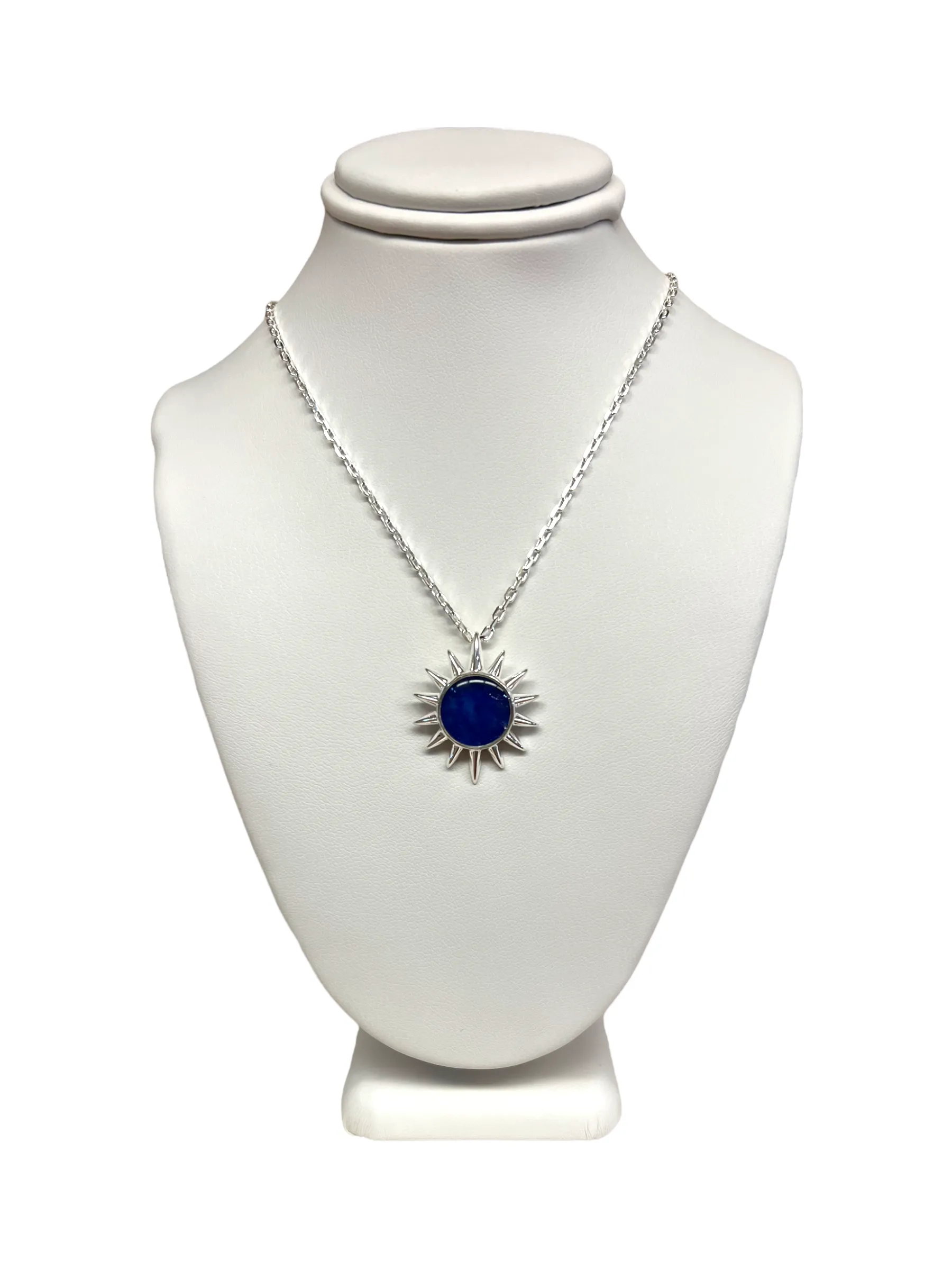 The Sun Necklace Short - Blue Sea Glass