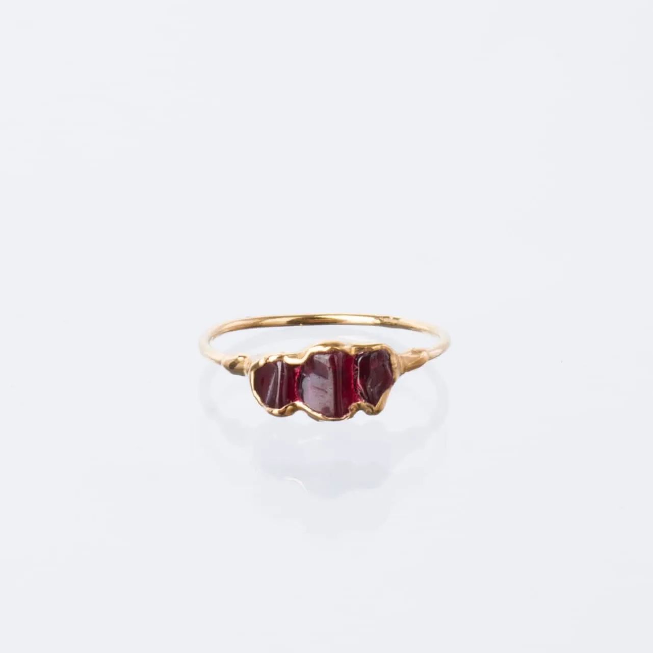 Triple Raw Garnet Ring, , Gold Ring, Garnet