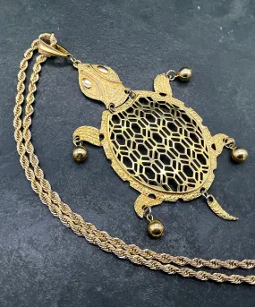 【USA輸入】ヴィンテージ シータートル オープンワーク ネックレス/Vintage Sea Turtle Openwork Necklace