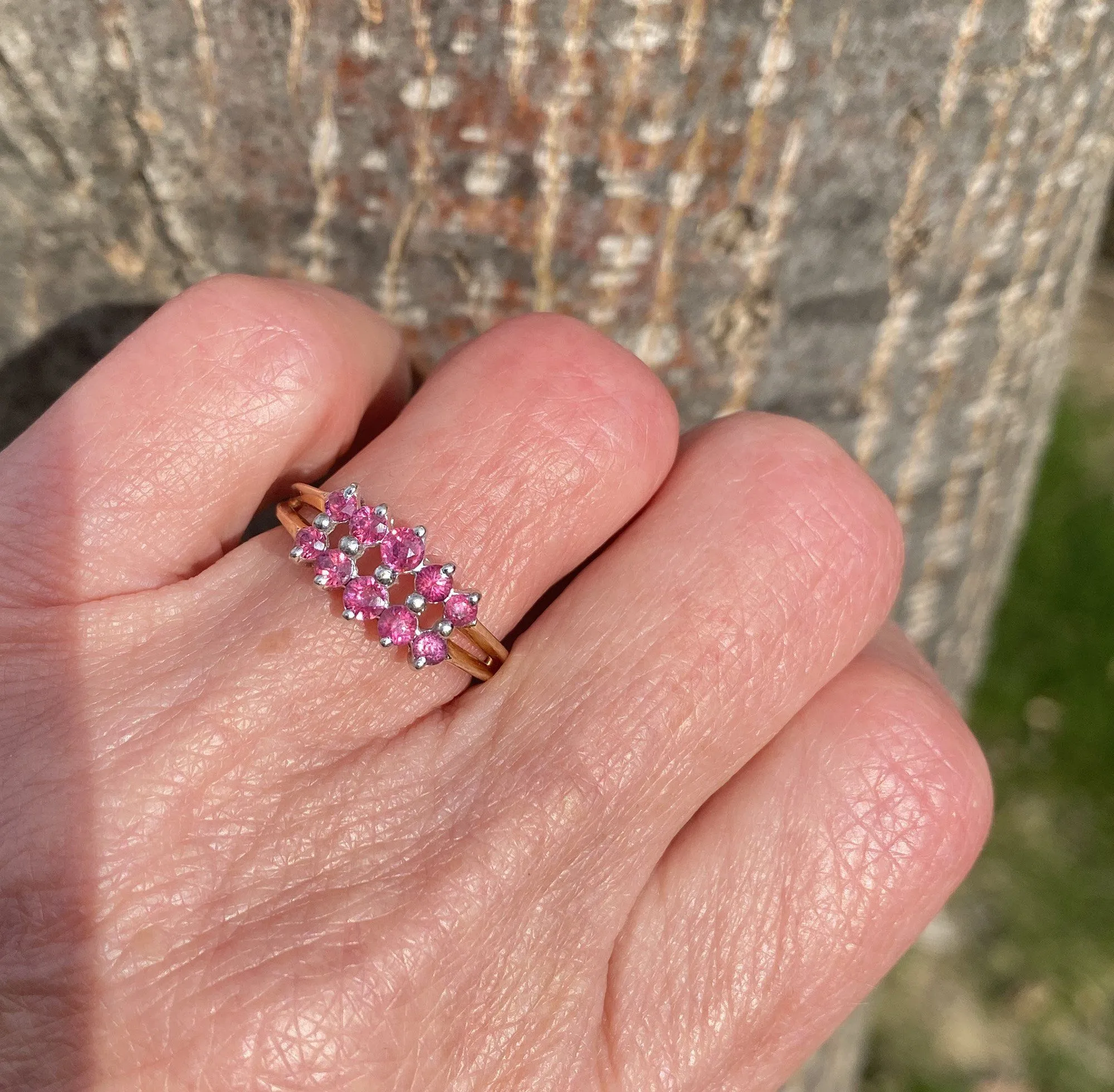 Vintage 14K Gold Double Row Ruby Band Ring