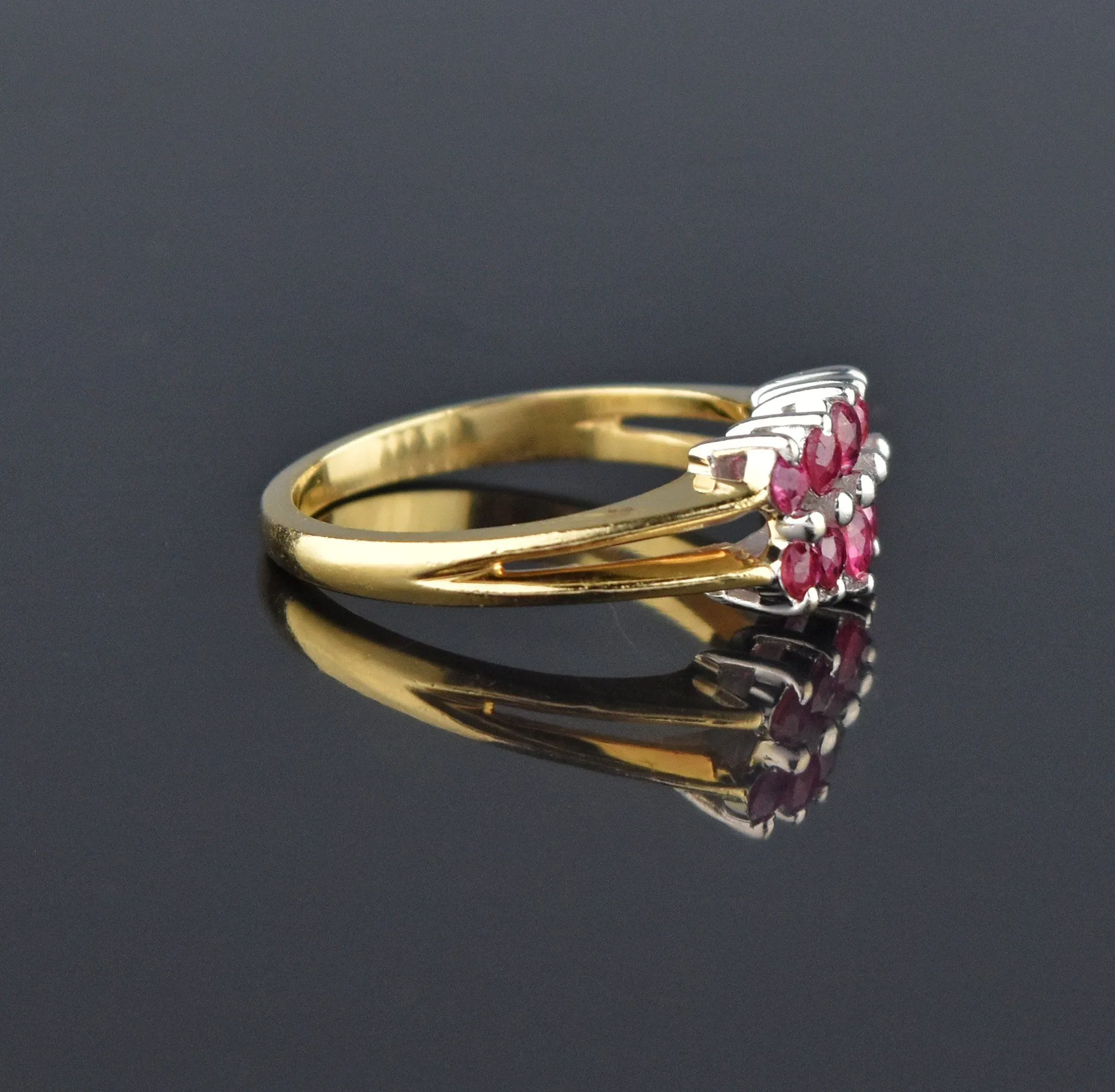 Vintage 14K Gold Double Row Ruby Band Ring