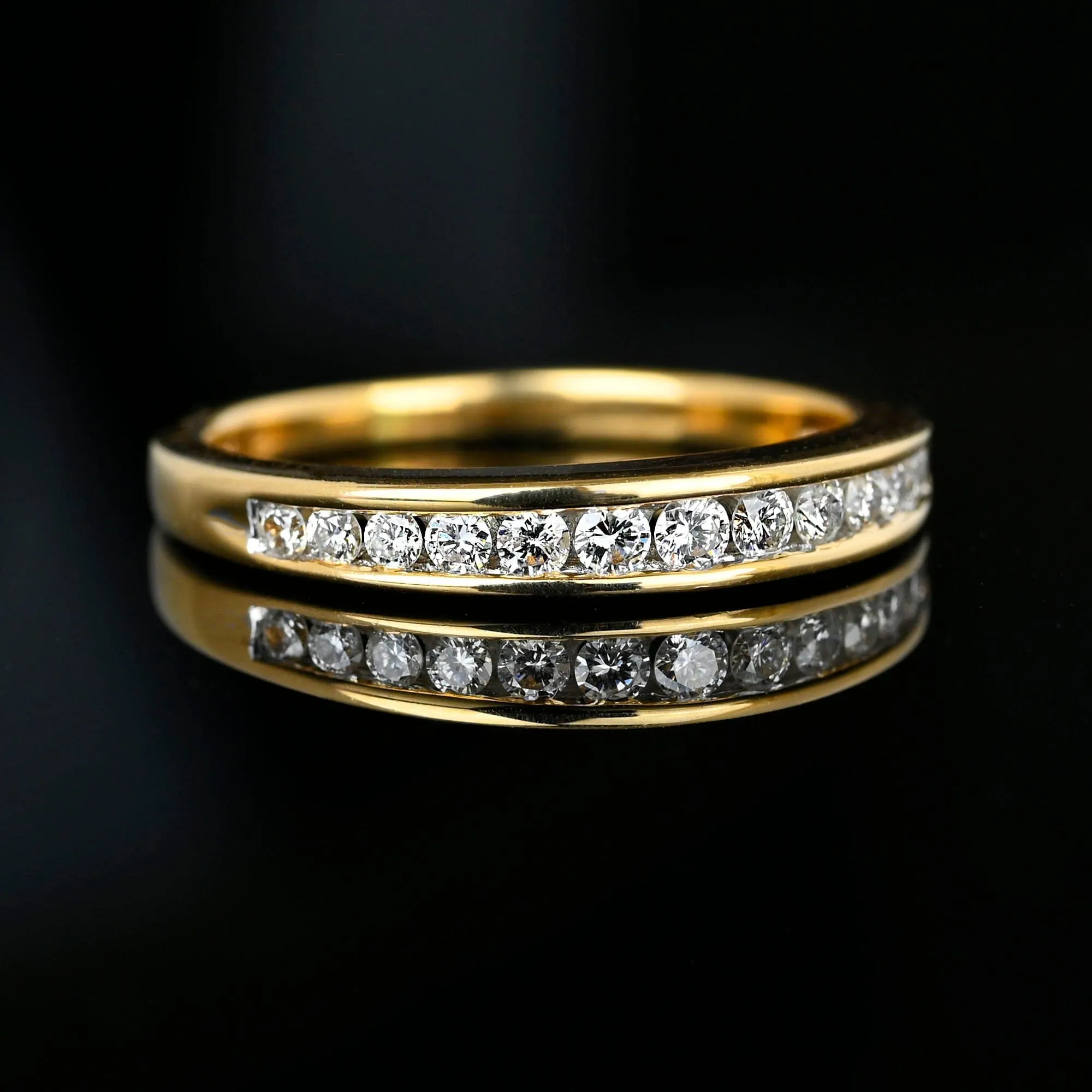 Vintage 14K Gold Half Eternity Diamond Wedding Ring Band