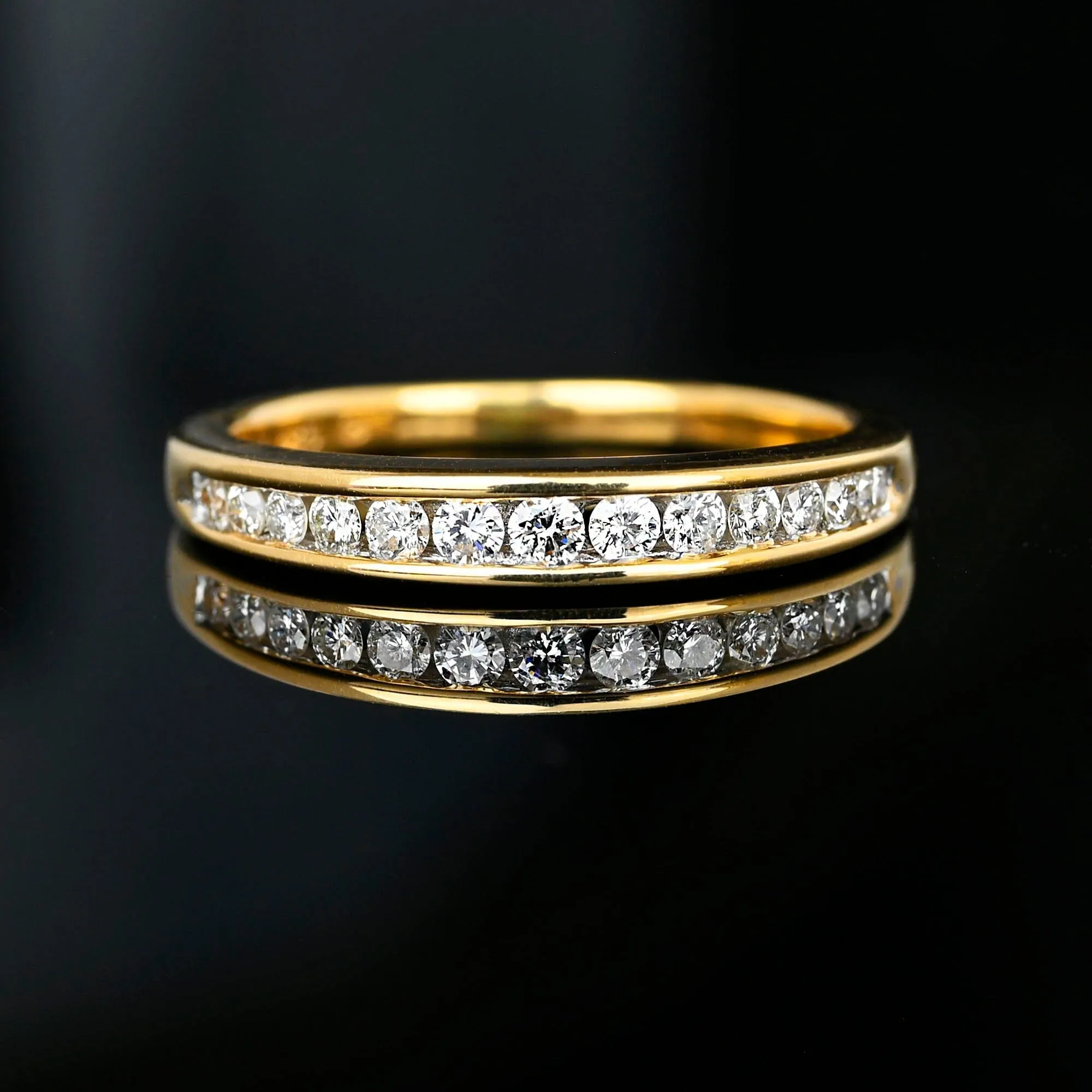 Vintage 14K Gold Half Eternity Diamond Wedding Ring Band