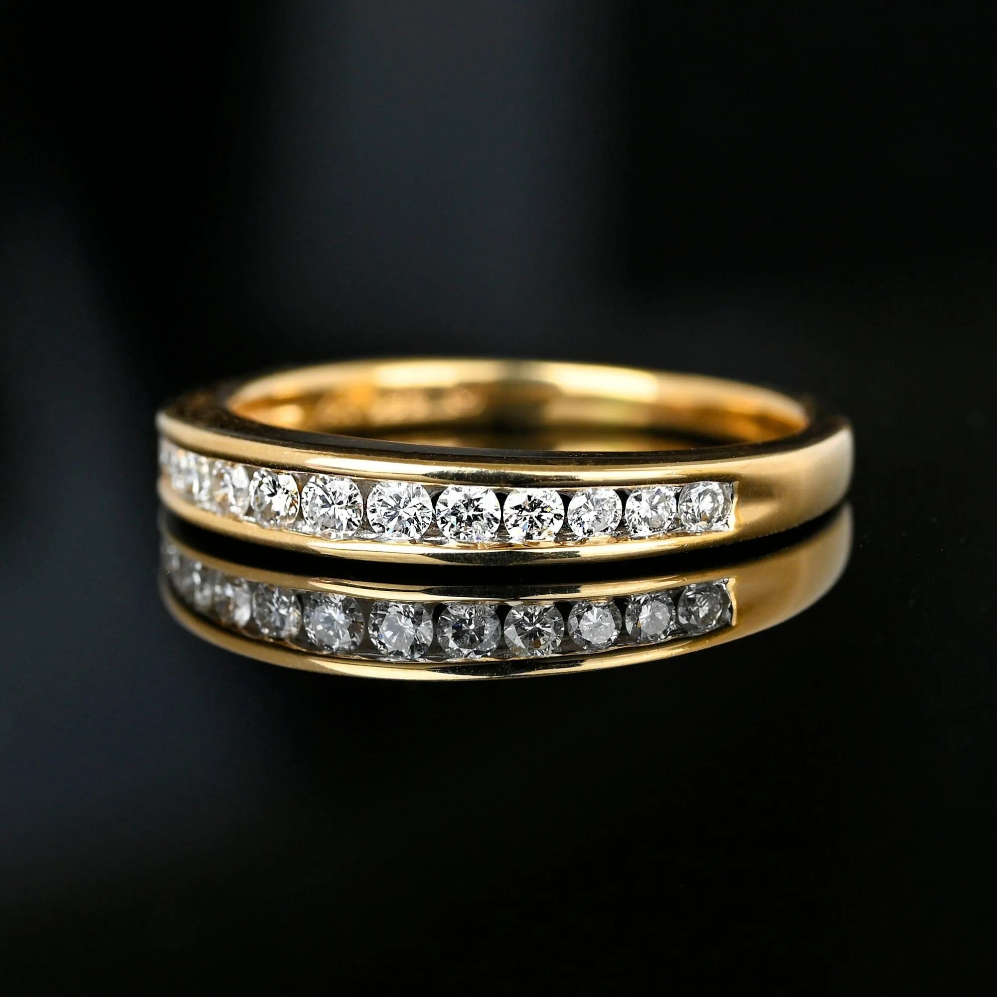 Vintage 14K Gold Half Eternity Diamond Wedding Ring Band