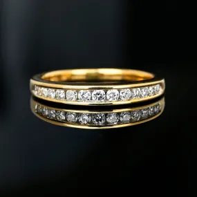 Vintage 14K Gold Half Eternity Diamond Wedding Ring Band