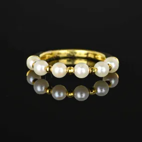 Vintage 18K Gold Half Hoop Pearl Ring