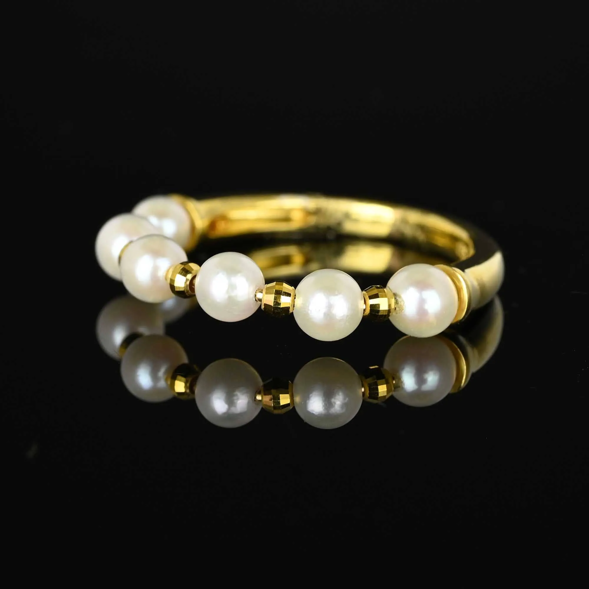 Vintage 18K Gold Half Hoop Pearl Ring