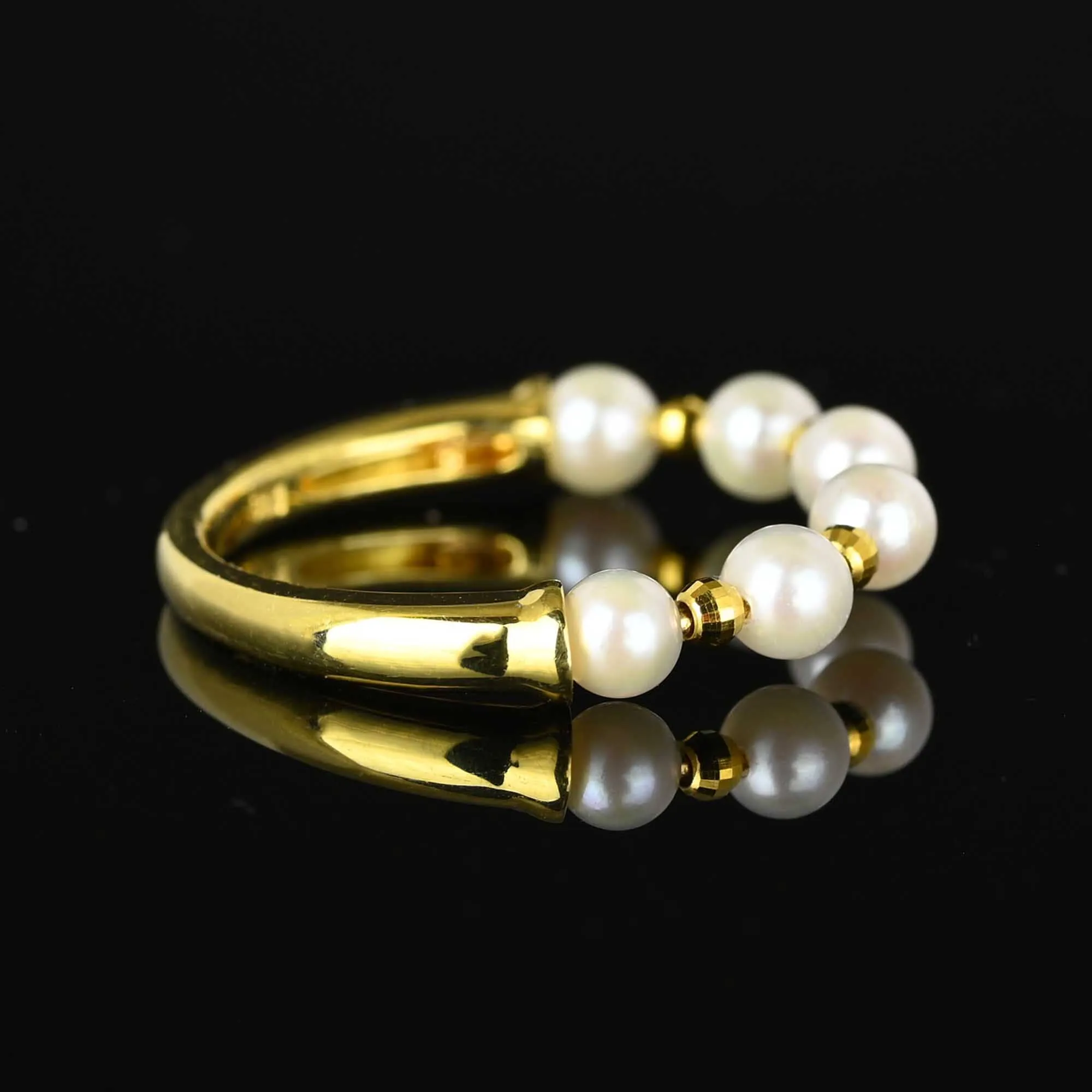 Vintage 18K Gold Half Hoop Pearl Ring