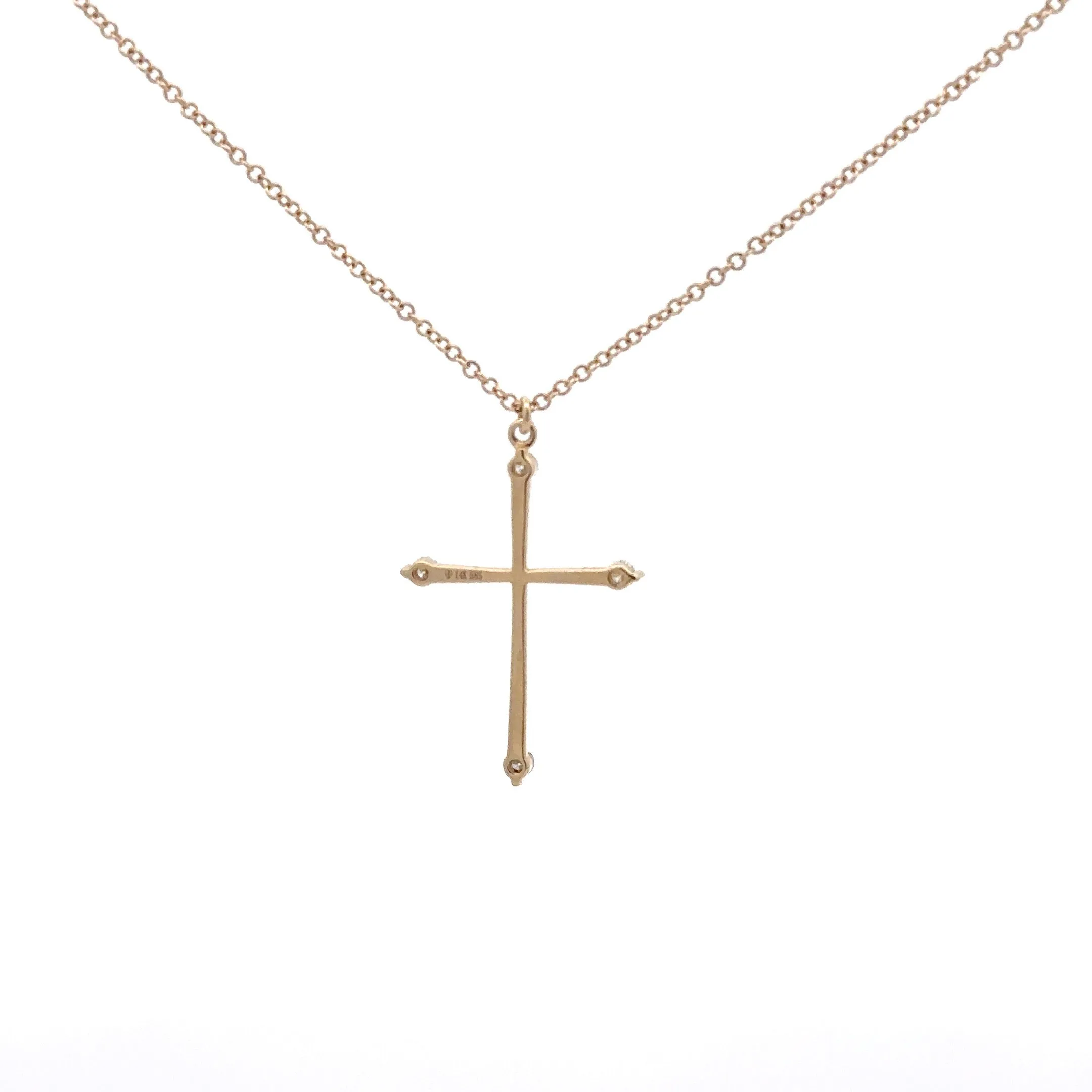 WD987 14kt Cross with diamond detail Necklace