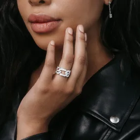 Wide Diamond Link Ring