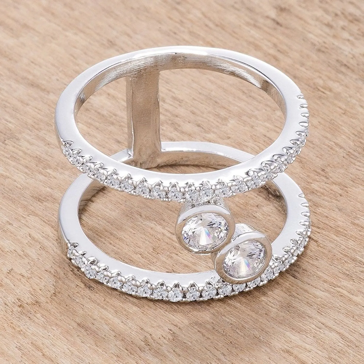 WildKlass .86Ct Rhodium Plated Floating Bubbles CZ Ring