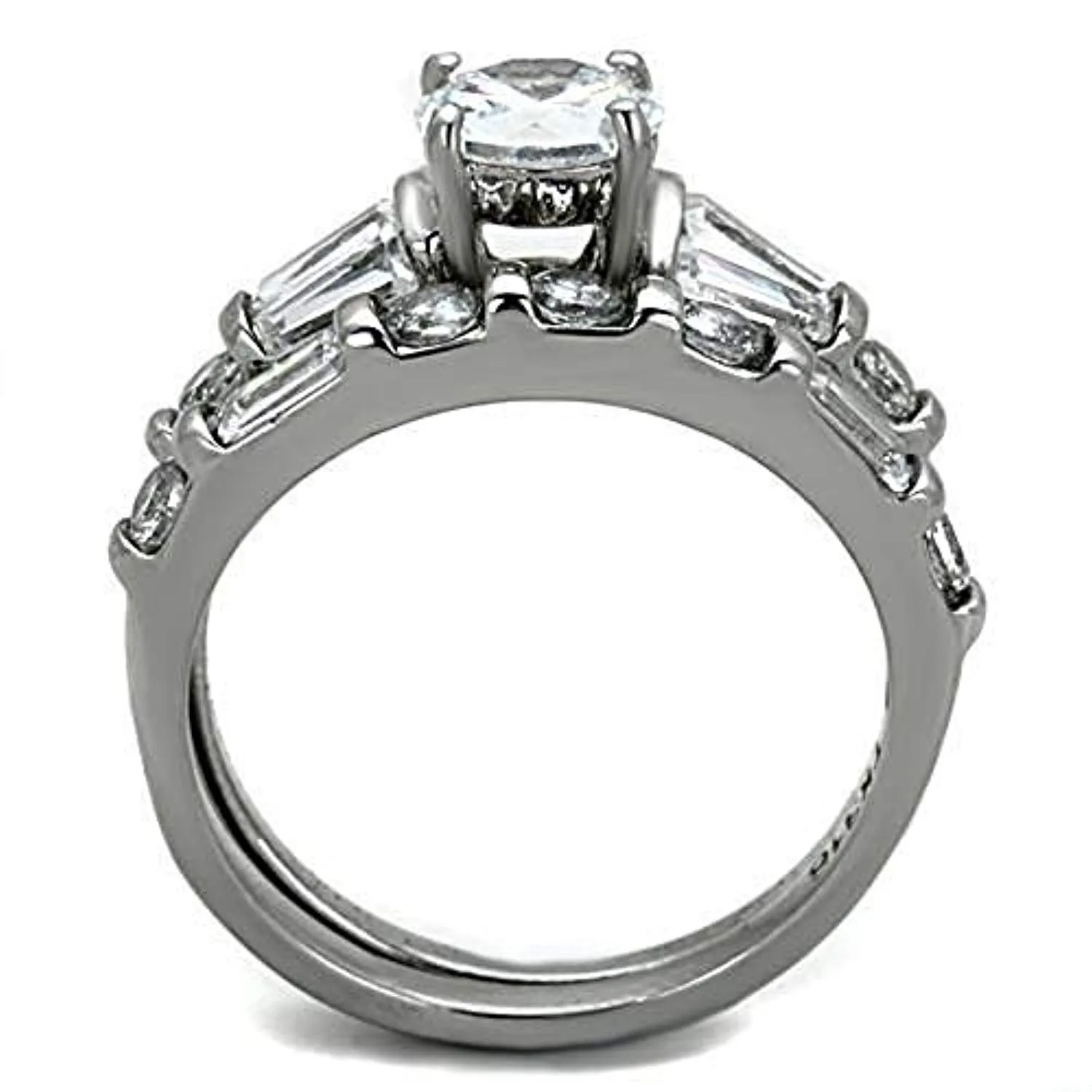 WildKlass Stainless Steel Wedding Ring High Polished (no Plating) Women AAA Grade CZ Clear