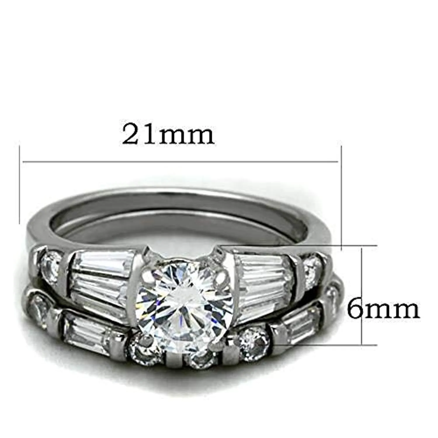 WildKlass Stainless Steel Wedding Ring High Polished (no Plating) Women AAA Grade CZ Clear