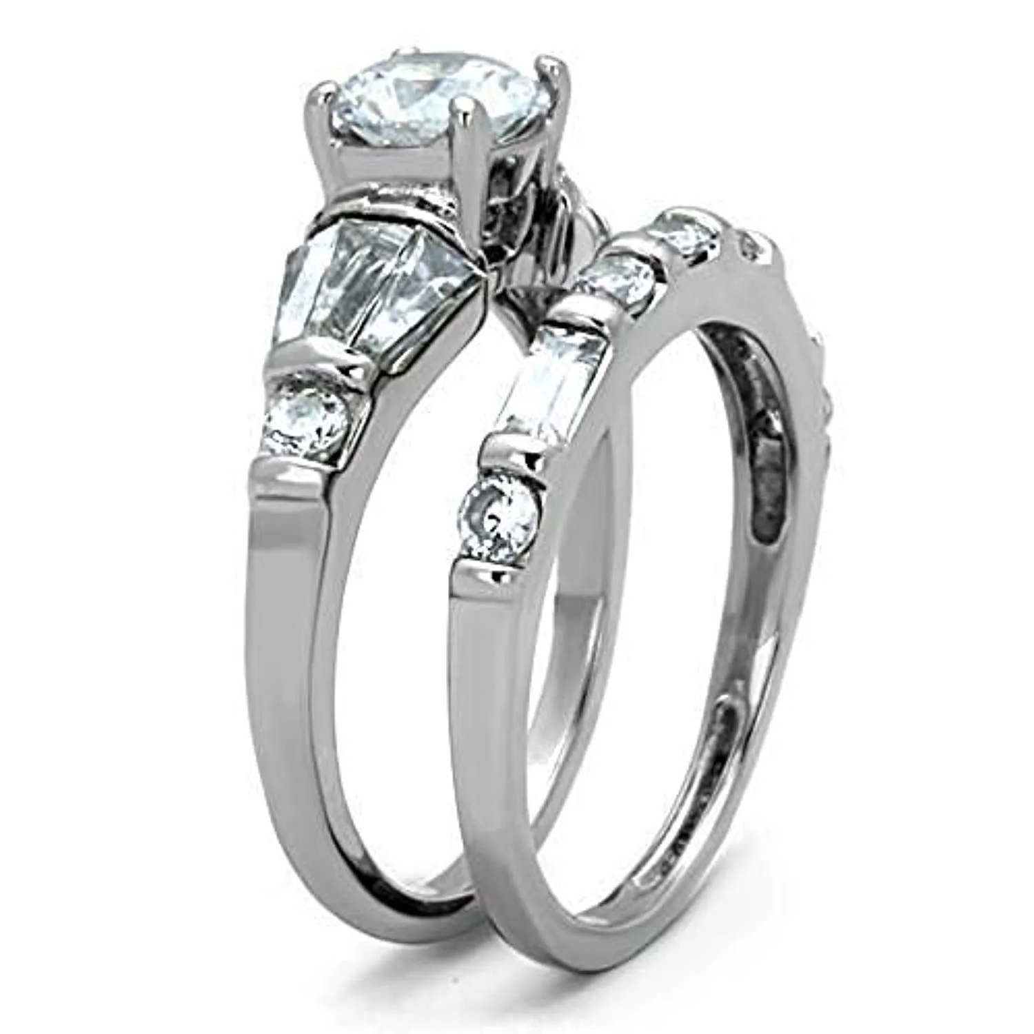 WildKlass Stainless Steel Wedding Ring High Polished (no Plating) Women AAA Grade CZ Clear