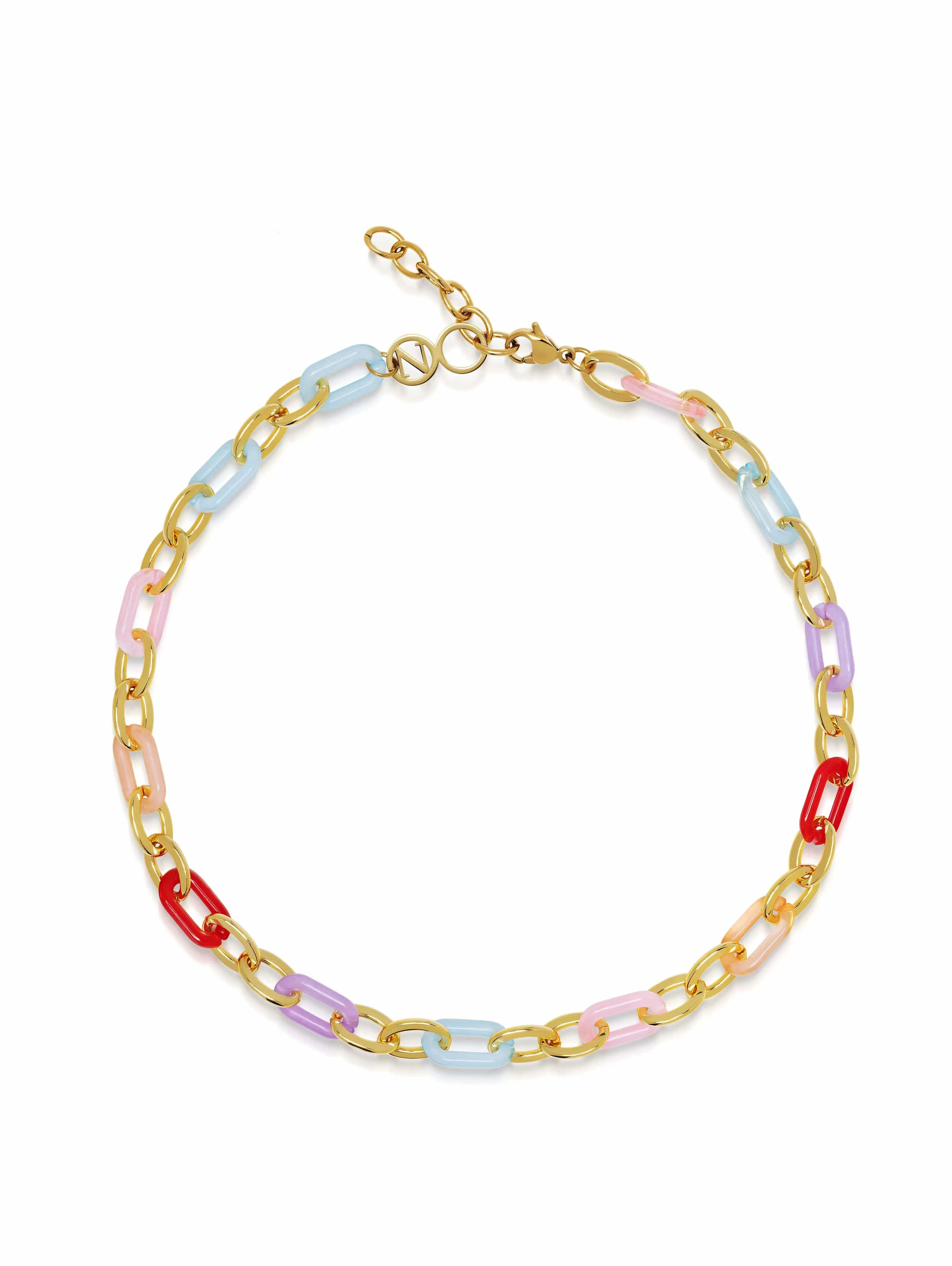 Women's Cable Chain Choker with Colorful Links