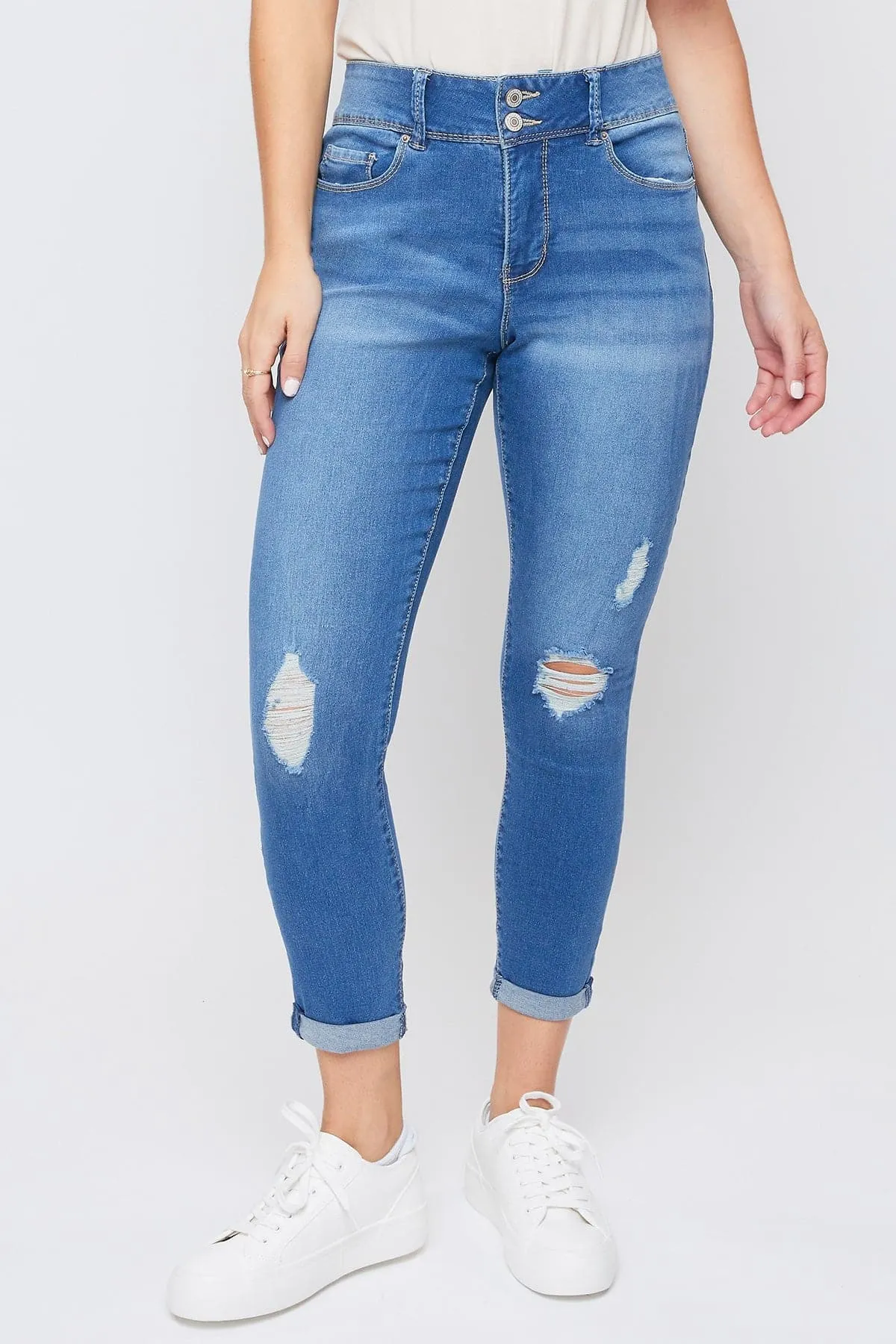 Women's Essential 2-Button Roll Cuff Ankle Jeans