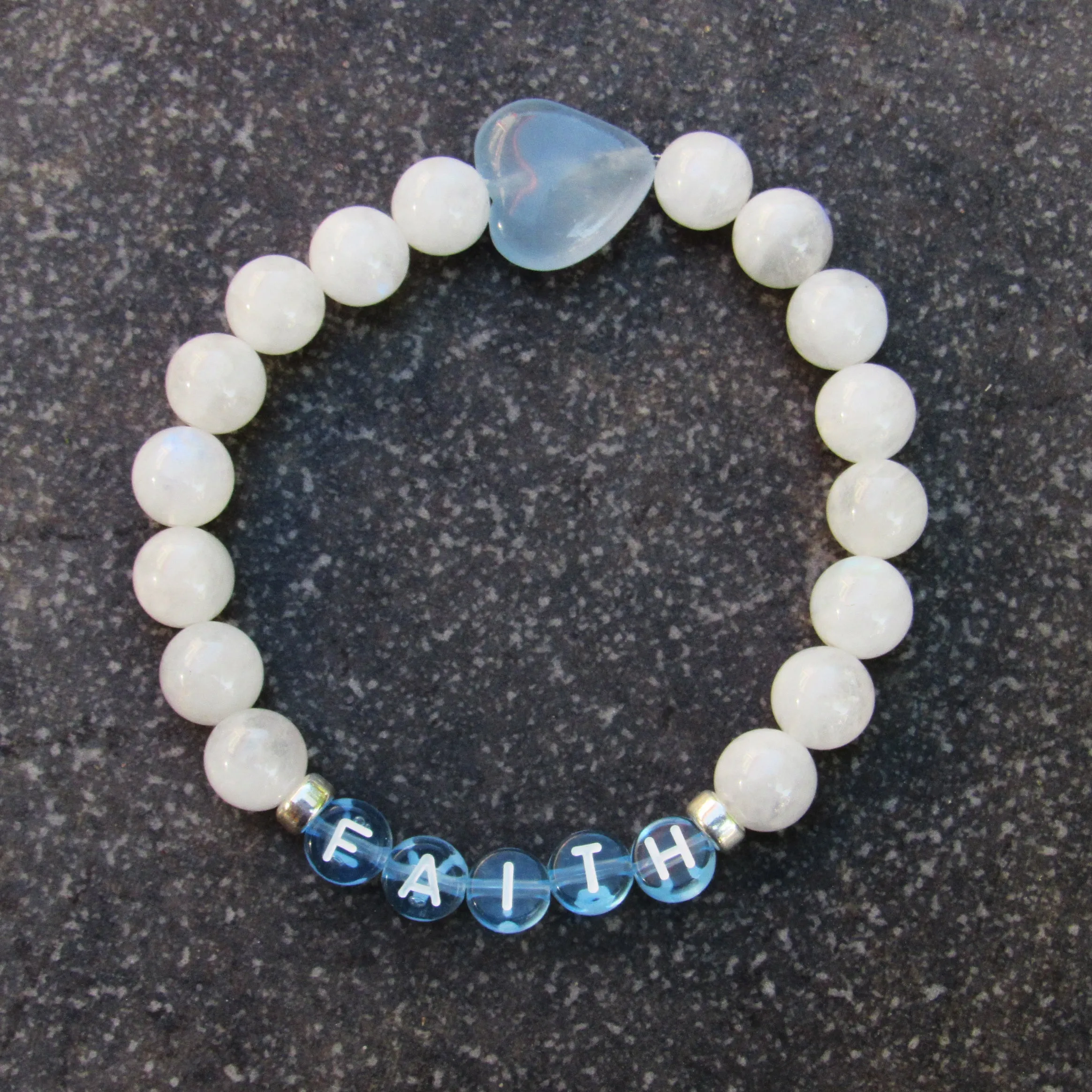 Women's Moonstone Gemstone FAITH stretch bracelet