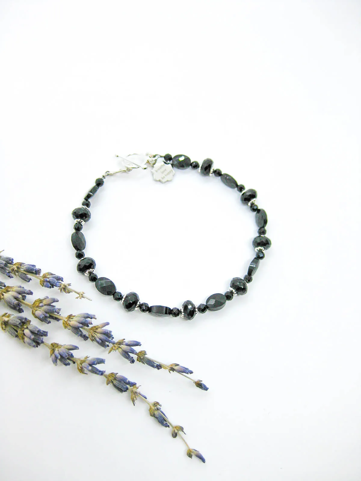 Zinnia: Black Spinel Bracelet - b349