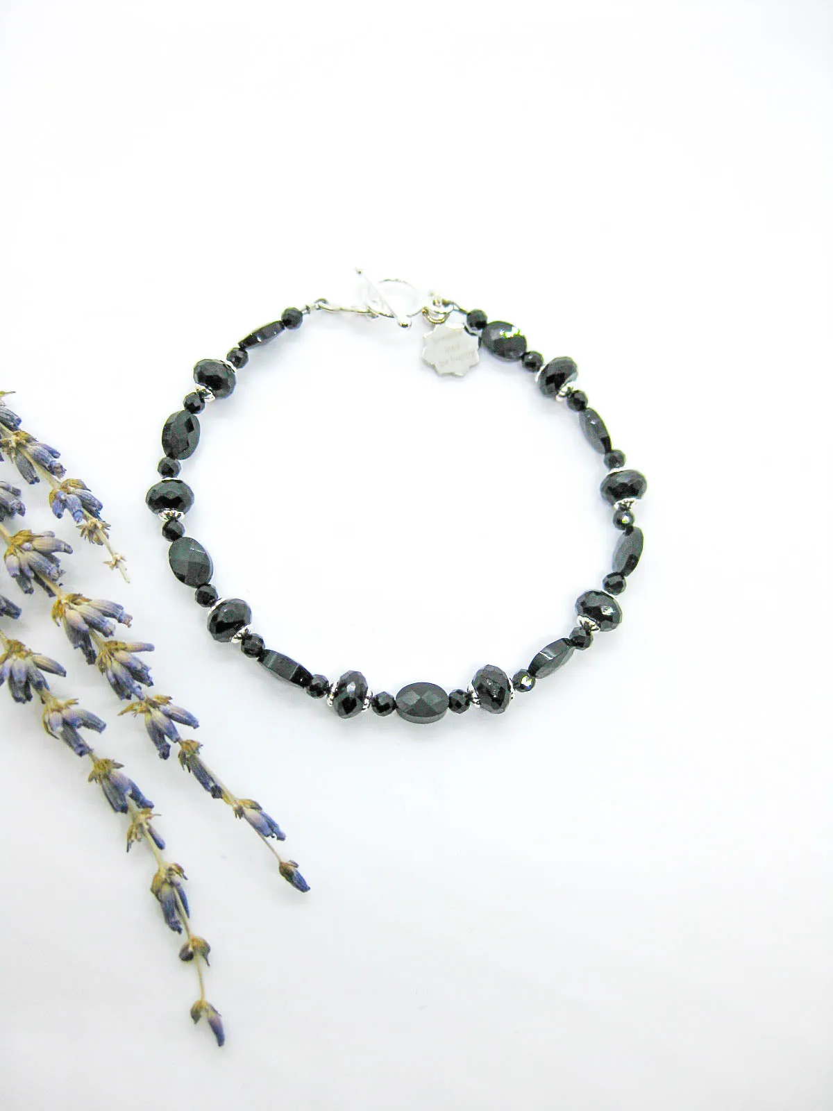 Zinnia: Black Spinel Bracelet - b349